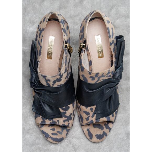 Louise Et Cie Lo Idola Leopard Print Heeled Ankle Boot Peep Toe Womens 8.5 - Picture 9 of 16
